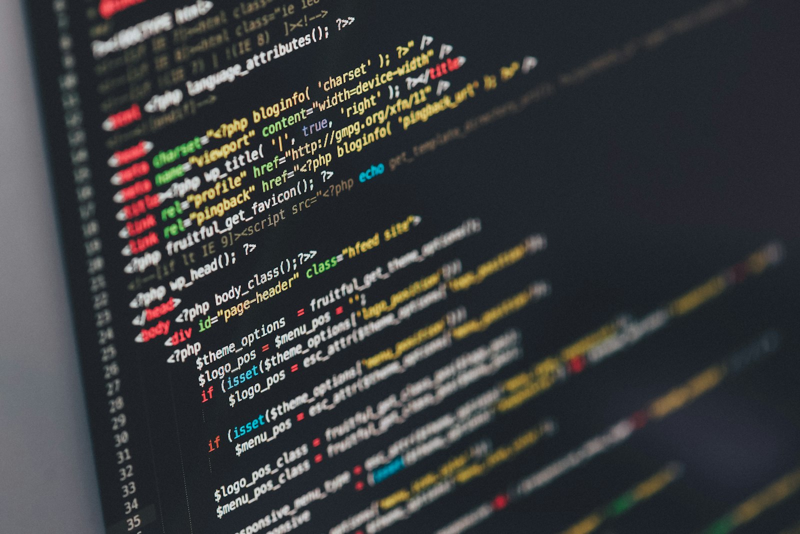 A dark screen of source code